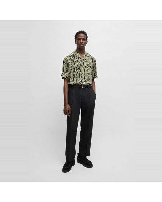 HUGO Green Espino Geometric Short Sleeve Tailored Fit Shirt for men