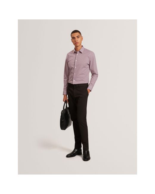 Ted Baker Purple Long Sleeve Patterned Shirt for men