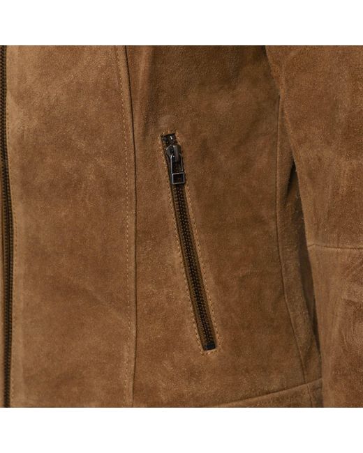 Elle Brown Lara Suede Moto Jacket