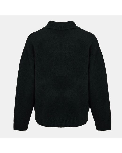 The Couture Club Black Textured Soft Knit Relaxed Fit Knitted Top for men