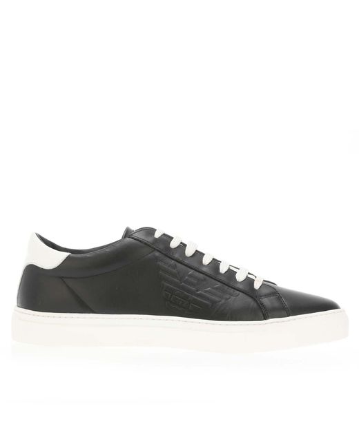 Armani Black Leather Trainers for men