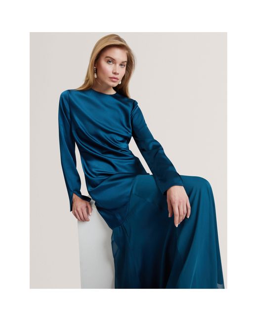 Ted Baker Blue Long Sleeve Maxi Dress
