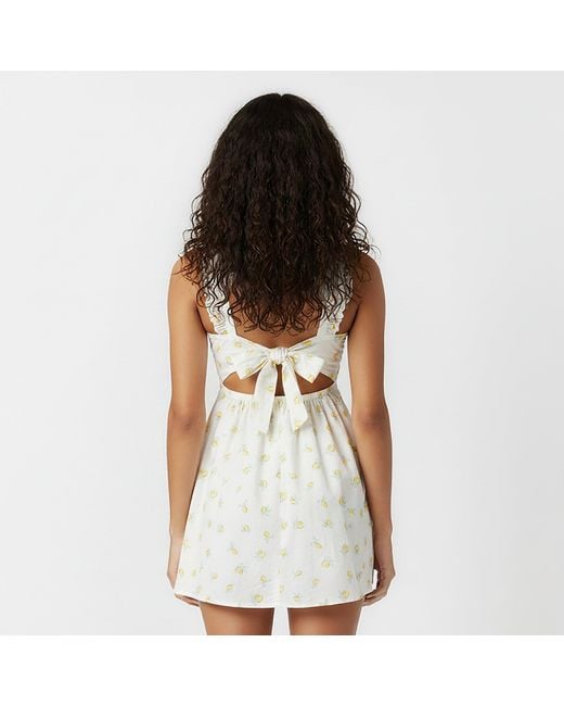 Jack Wills White Patterned Tie Back Dress