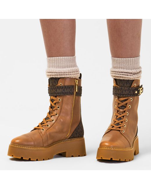 MICHAEL Michael Kors Brown Ankle Rubber Sole Biker Boots