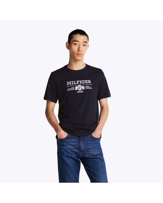 Tommy Hilfiger Blue Crest Logo Embroidery T-Shirt for men