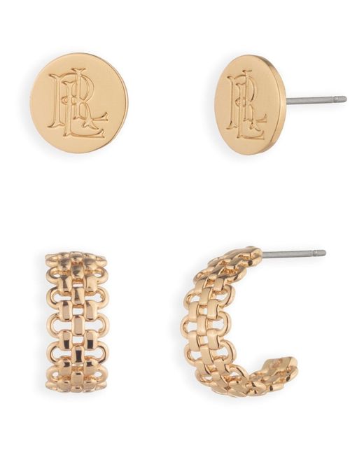 Ralph Lauren Metallic Lauren Ralph Lauren Chain Logo Duo Earrings Set