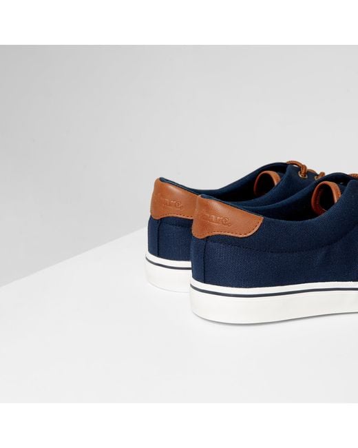 Threadbare Blue Lace-Up Canvas Low-Top Trainers for men