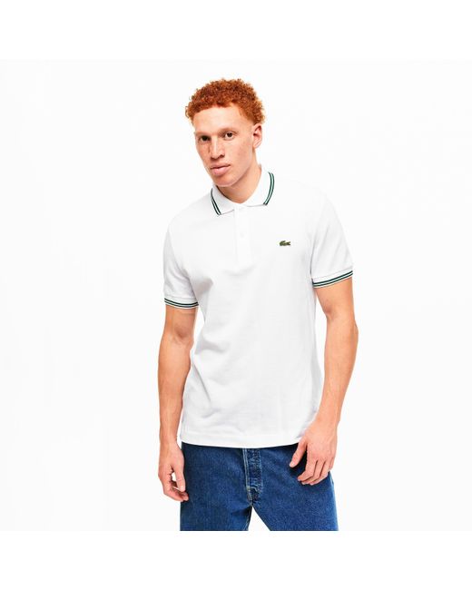 Lacoste White Tipped Short-Sleeve Polo Shirt for men