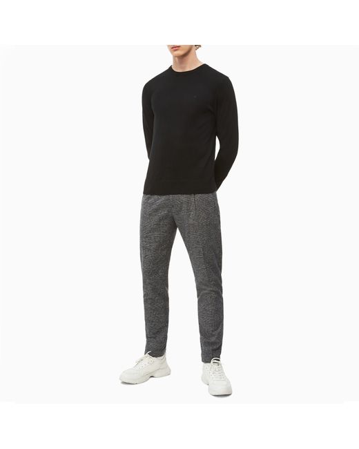 Calvin Klein Gray Tapered Fit Check Trousers for men
