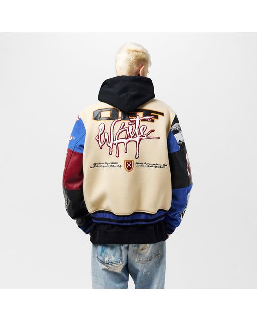 Off-White c/o Virgil Abloh Blue Patch Varsity Jacket for men