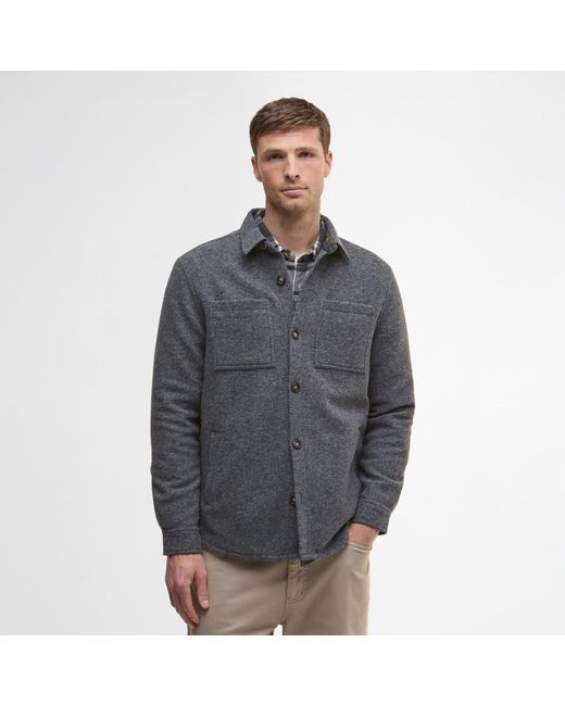 Barbour Gray Marlow Wool Long Sleeve Overshirt for men