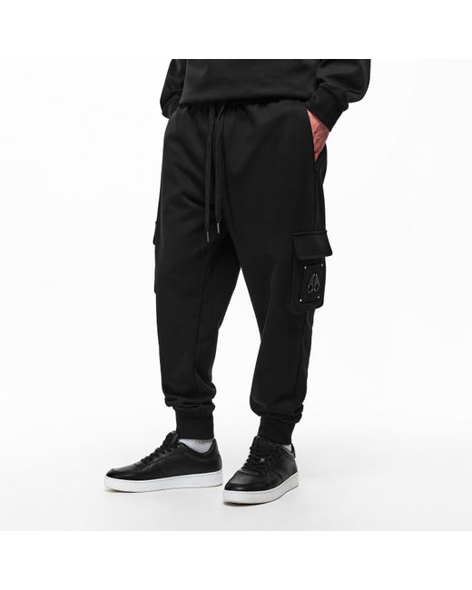 Moose Knuckles Black Hartsfield Closed Hem Fleece Joggers for men