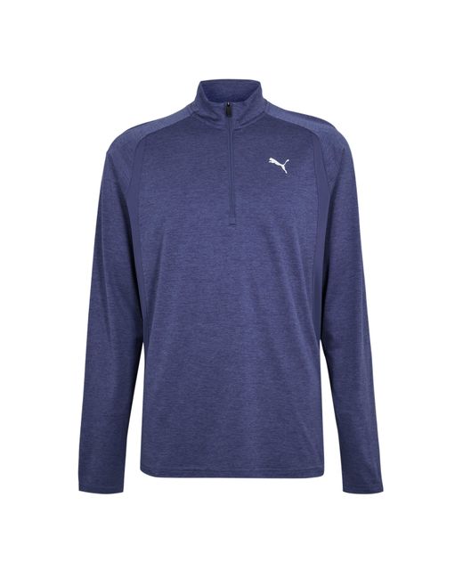 PUMA Blue Tad Qz Long Sleeve Performance Gym Top for men