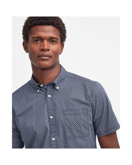 Barbour Blue Shell Tailored Short Sleeve Shirt for men