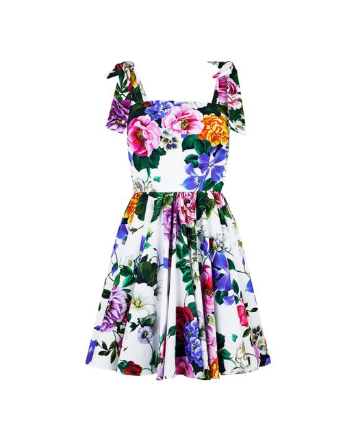 Dolce & Gabbana Blue Floral Cotton Dress