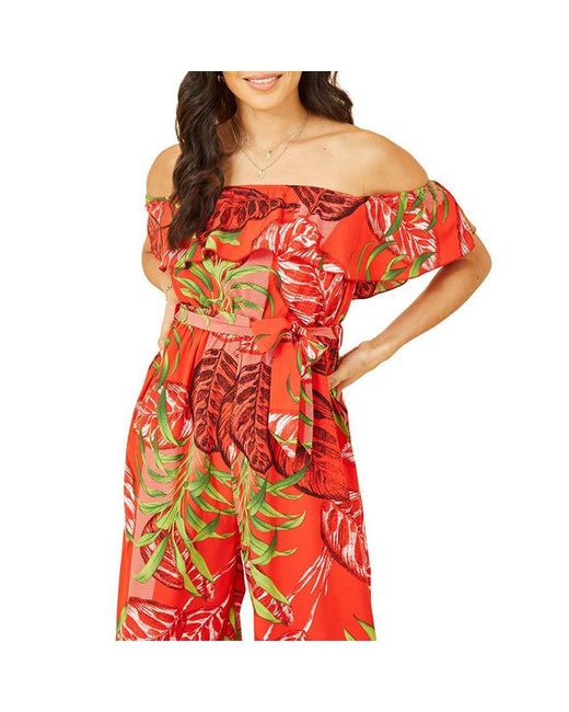 Mela London Red Bardot Jumpsuit