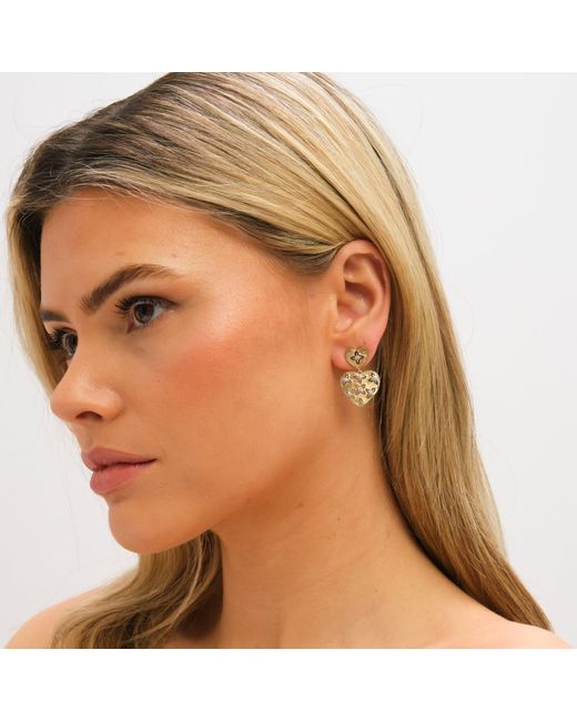 Jon Richard Metallic Two Tone Clover Cut Out Heart Earrings