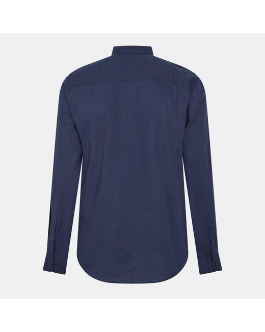 Threadbare Blue Long-Sleeve Plain Shirt for men