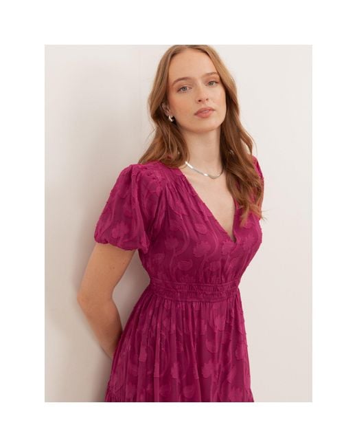 Lovedrobe Pink Short Sleeve Floral Burnout Midi Dress