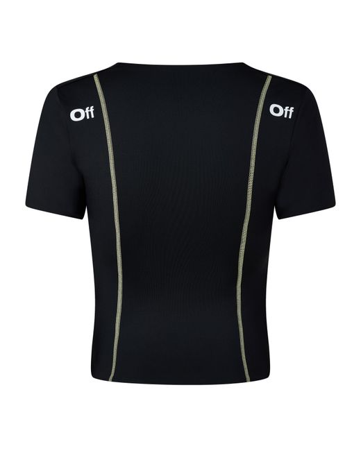 Off-White c/o Virgil Abloh Black Off Cropped Square Neck Regular Fit T-Shirt