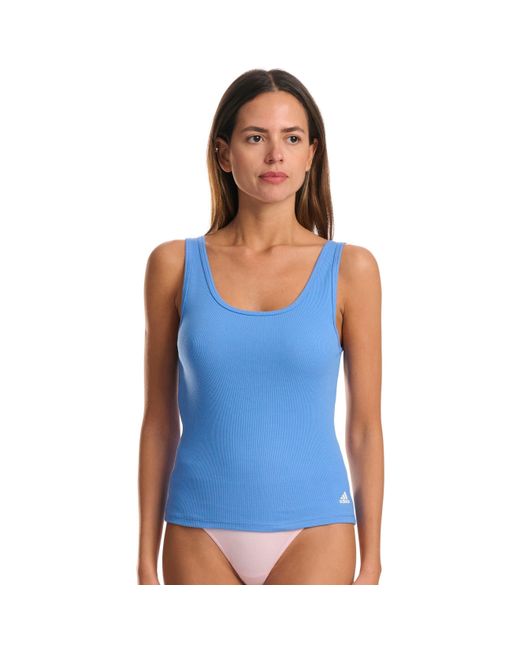 Adidas Blue Active Flex Ribbed Tank Top