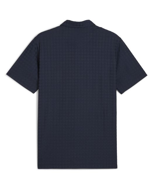 PUMA Blue Mattr Houndstooth Short Sleeve Performance Polo Shirt for men