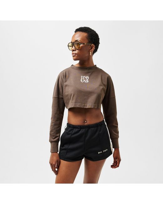 Palm Angels Brown Neon Logo Long Sleeve T-Shirt