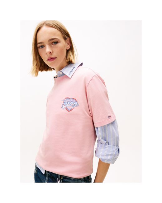Tommy Hilfiger Pink Wash Heart Heart Graphic T-Shirt
