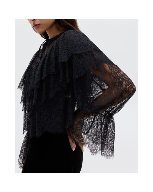 Rixo Black Faryn Long Sleeve Blouse