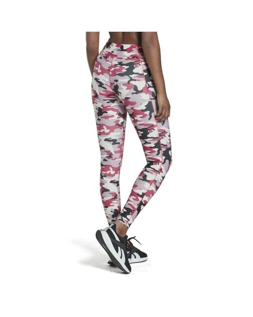 Reebok Red Lux Bold Camo Print Performance Gym Leggings