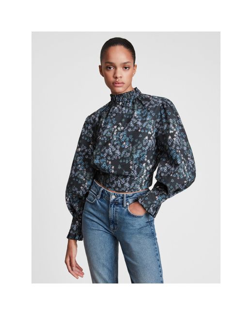 AllSaints Blue Luna Asgard Short-Sleeve Casual Blouse