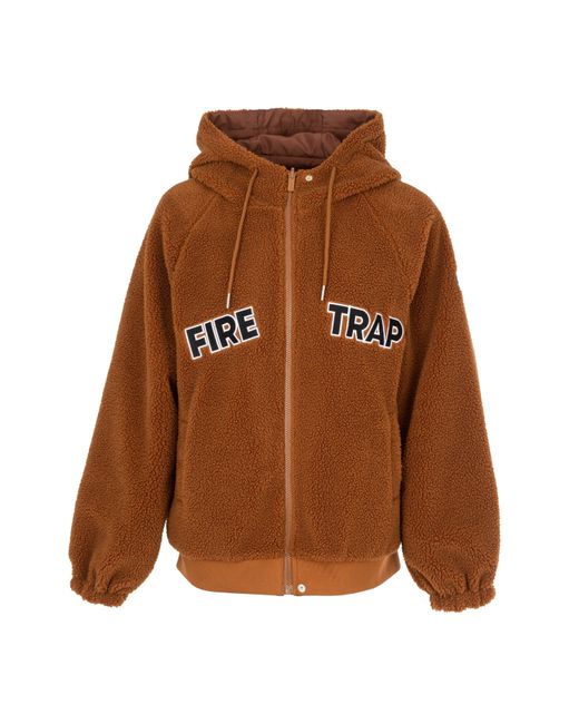 Firetrap Brown Reversible Sherpa Fleece Hooded Full Zip Long Sleeve Teddy Coat