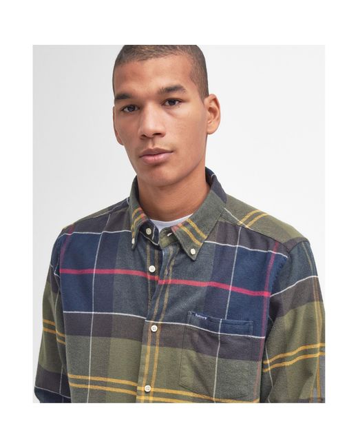 Barbour Blue Edderton Long Sleeve Patterned Shirt for men