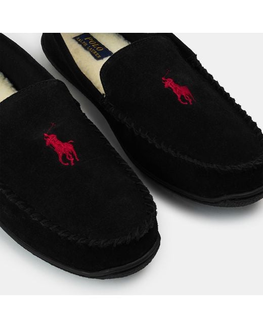 Polo Ralph Lauren Black Brenan Moccasin Slippers for men