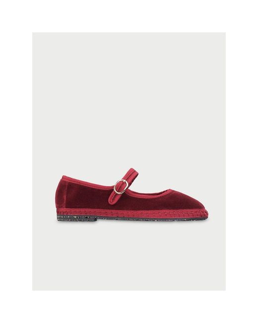 Flabelus Red Lucrecia Velvet Mary Jane