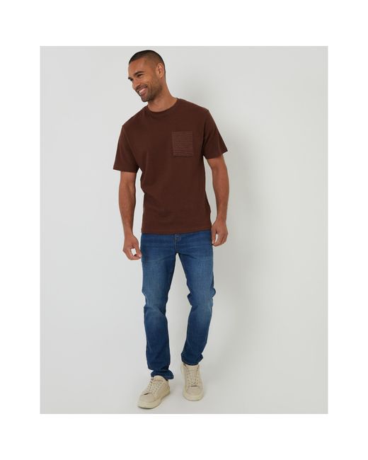 Threadbare Brown Havana Regular Fit T-Shirt for men