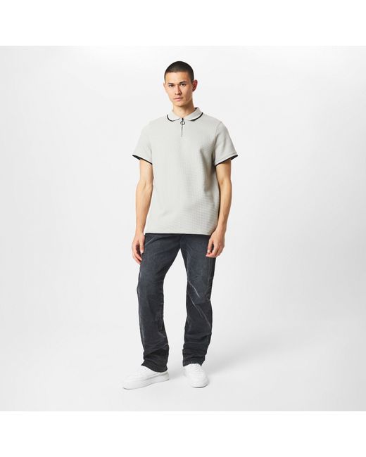 Firetrap Gray Waffle Short-Sleeve Polo Shirt for men