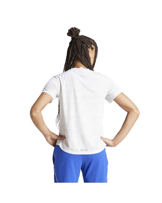 Adidas White Team Trainer Short Sleeve Performance Gym Top