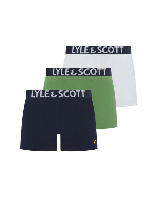 Lyle & Scott Blue Daniel Cotton Mid-Rise Boxer 3 Pack for men