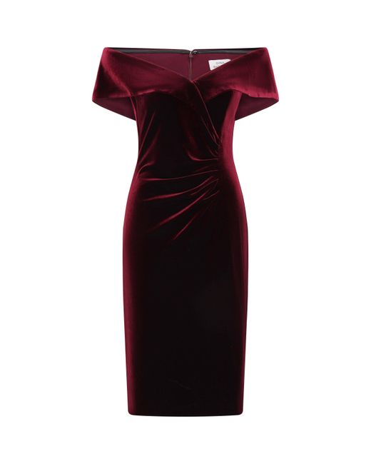 Gina Bacconi Red Selene Off The Shoulder Velvet Dress