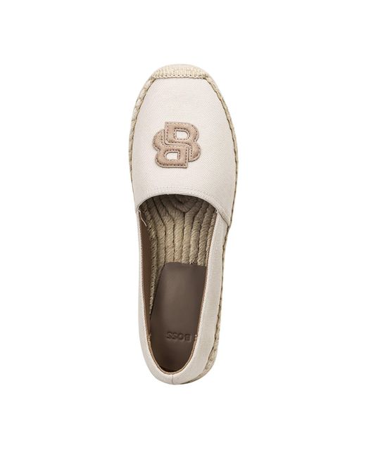 Boss Natural Canvas Slip On Trainers With Double B Logo