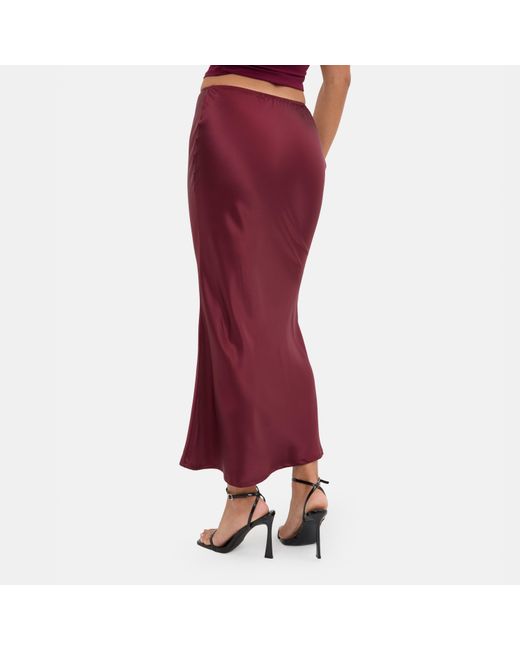 I Saw It First Red Satin Bias Cut Maxi Skirt
