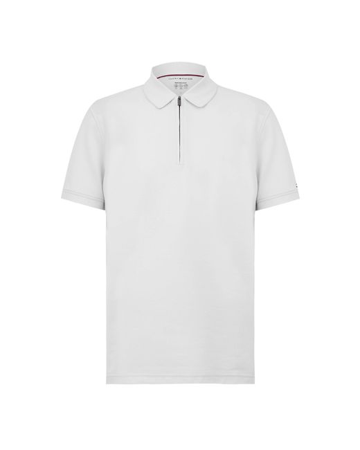 Tommy Hilfiger White Dc Zipped Short Sleeve Polo Shirt for men