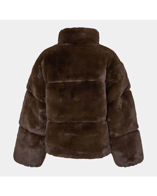 Jack Wills Brown Jw Fur Long Sleeve Short Puffer Jacket