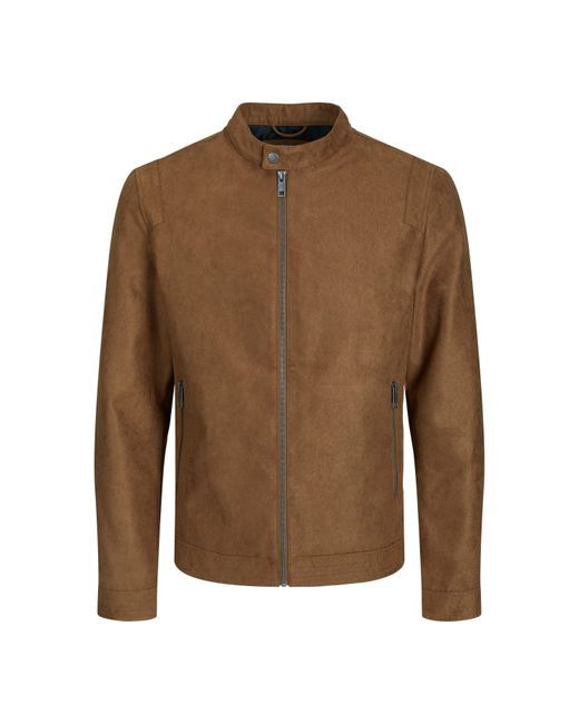 Jack & Jones Brown Clean Faux Leather Jacket for men
