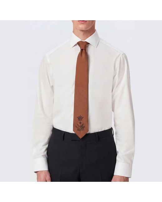 Twisted Tailor Brown Atticus Floral Placement Tie for men