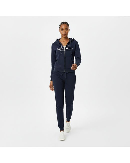 Jack Wills Blue Hunston Logo Zip Hoodie