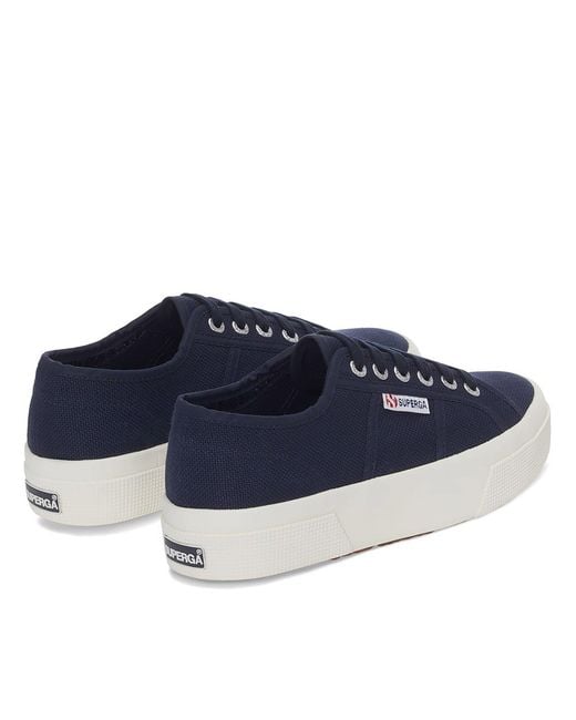 Superga Blue Platform Canvas Trainers