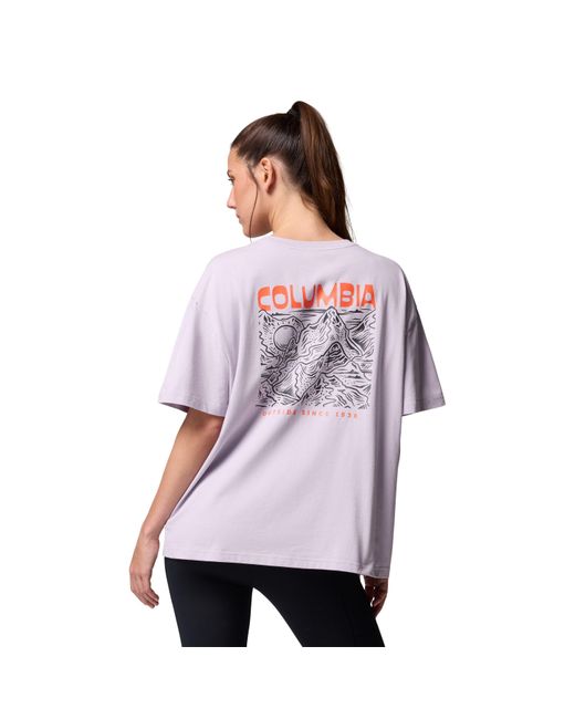 Columbia Purple S Rolling Bend Graphic Oversized Tee