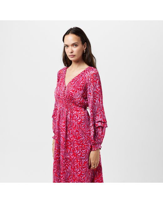 French Connection Red Calista Midi A-Line Dress